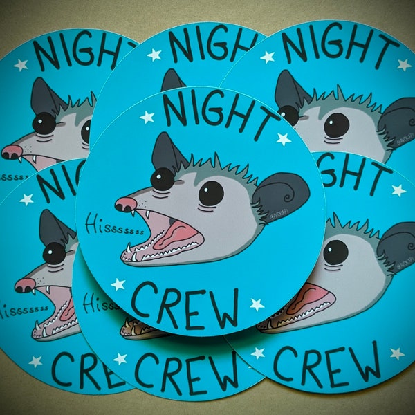 Night Crew Sticker ~ Night Shift Sticker ~ Opossum Sticker ~ Vet Tech Sticker ~ LVT Gift ~ Wildlife Sticker ~ RN Gift ~ Insomnia Sticker