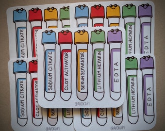 Blood Tubes Sticker ~ Phlebotomy Sticker ~ Vet Tech Sticker ~ Science Lover Gift ~ RN Gift ~ Phlebotomist Gift ~ Lab Tech Gift ~ Tech Week