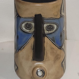 Design By Mara Mexico Art Pottery Signed face mask Large Cup Mug