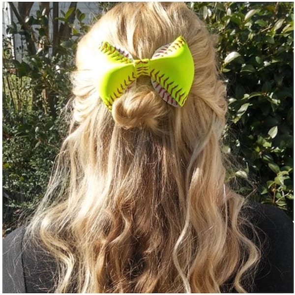 Softball Hair Bow Etsy