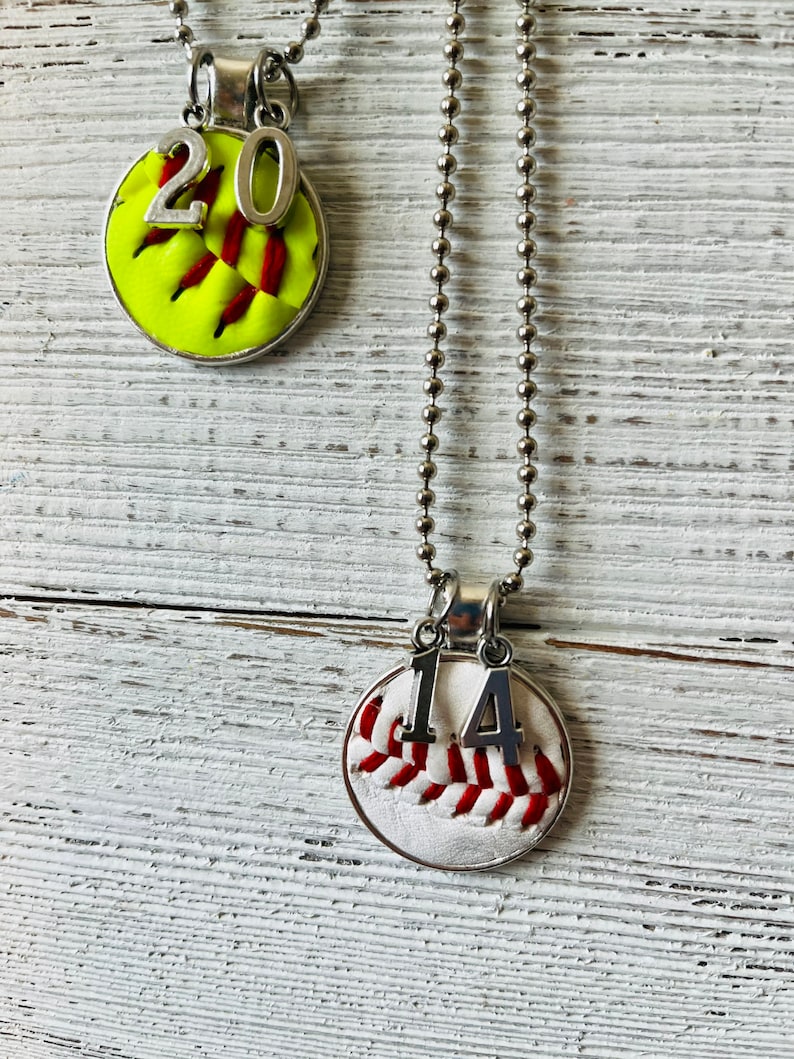 Authentic Baseball & Softball Pendant Necklace With Ball Chain Etsy