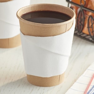 Custom Printed Eco-Friendly Cup Sleeves That Unfold Into Disposable Napkins.  Reduce Waste While Providing Superior Temperature Protection