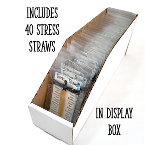 Stress Straws 40-Pack Wholesale Version With Discount Pricing Sealed In Plastic With Display Box-Natural Bamboo Mindful Breathing Necklace image 2