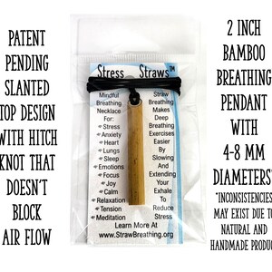 Stress Straws 40-Pack Wholesale Version With Discount Pricing Sealed In Plastic With Display Box-Natural Bamboo Mindful Breathing Necklace image 5