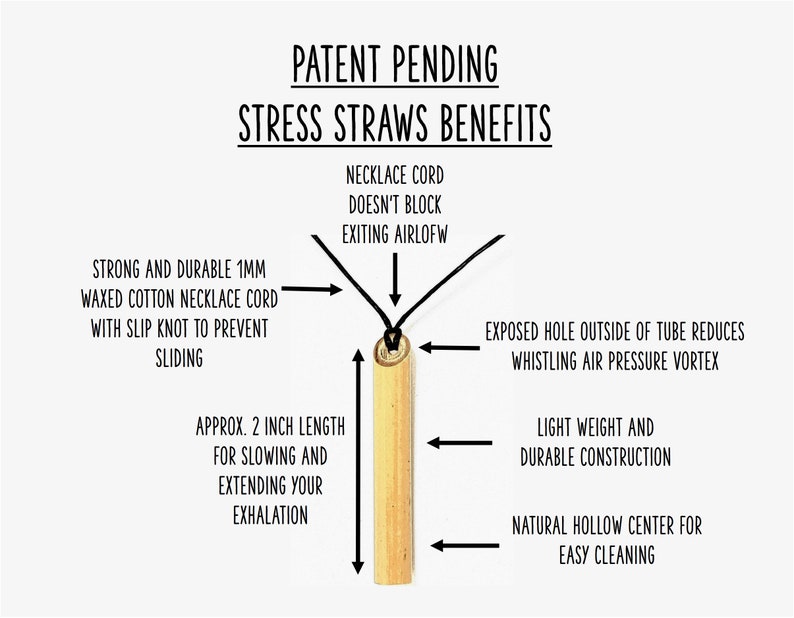 Stress Straws 40-Pack Wholesale Version With Discount Pricing Sealed In Plastic With Display Box-Natural Bamboo Mindful Breathing Necklace image 8
