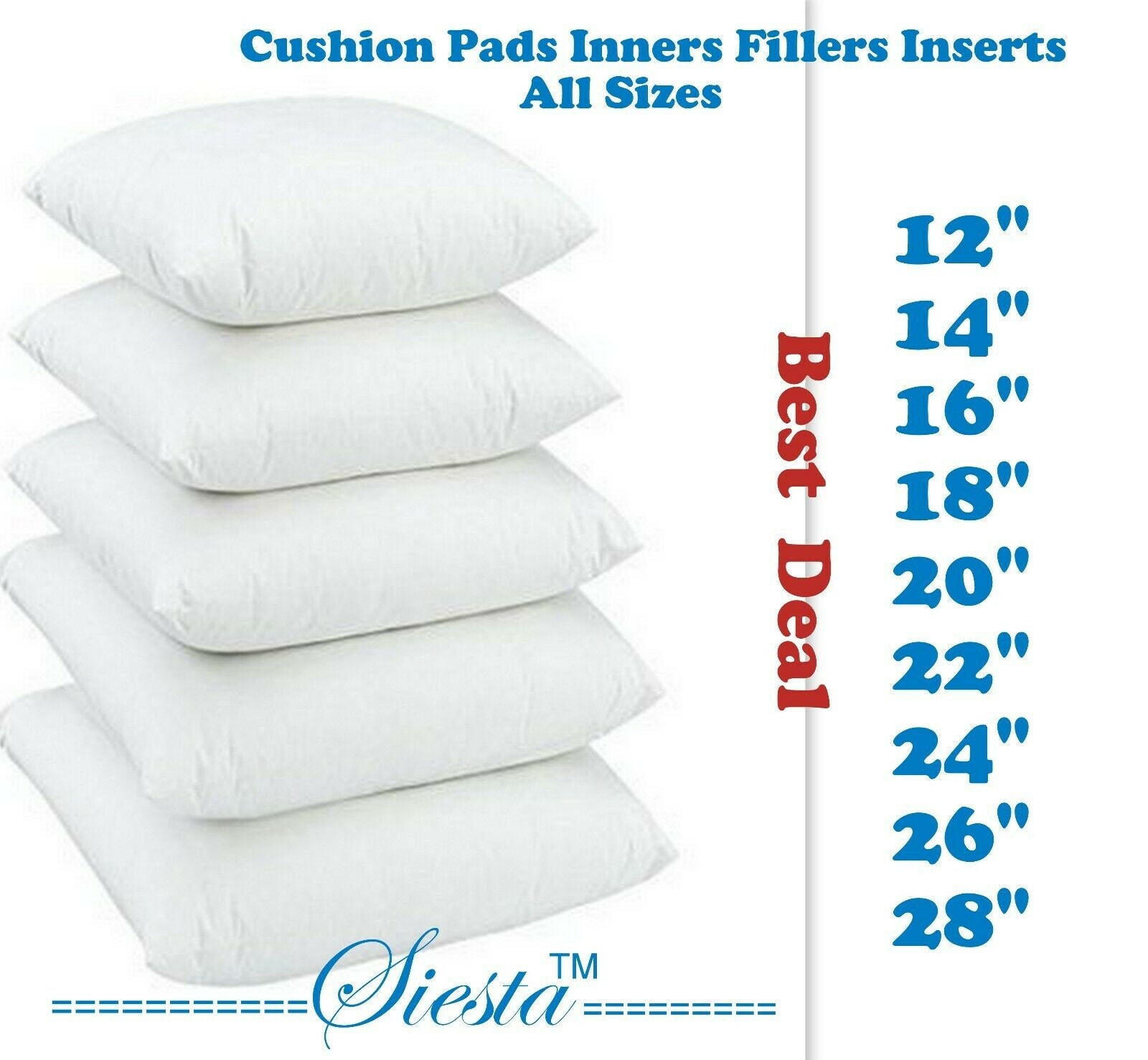 Pack of 2 Cushions Filled All Sizes Cushion Pads Inserts Inners Fillers  Scatters