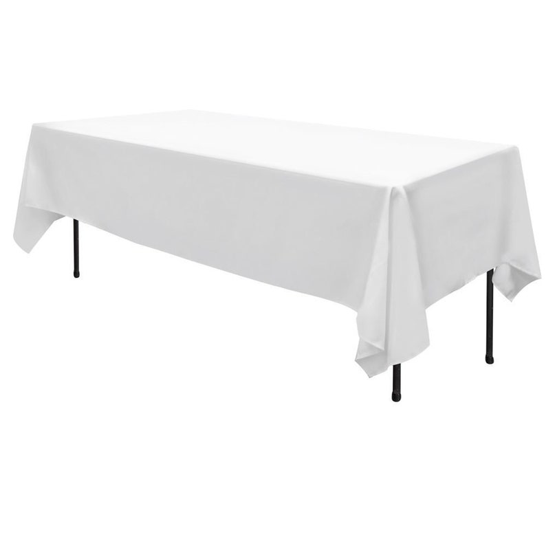Rectangle White Tablecloth Table Cover Cloth, Wedding Decor image 1