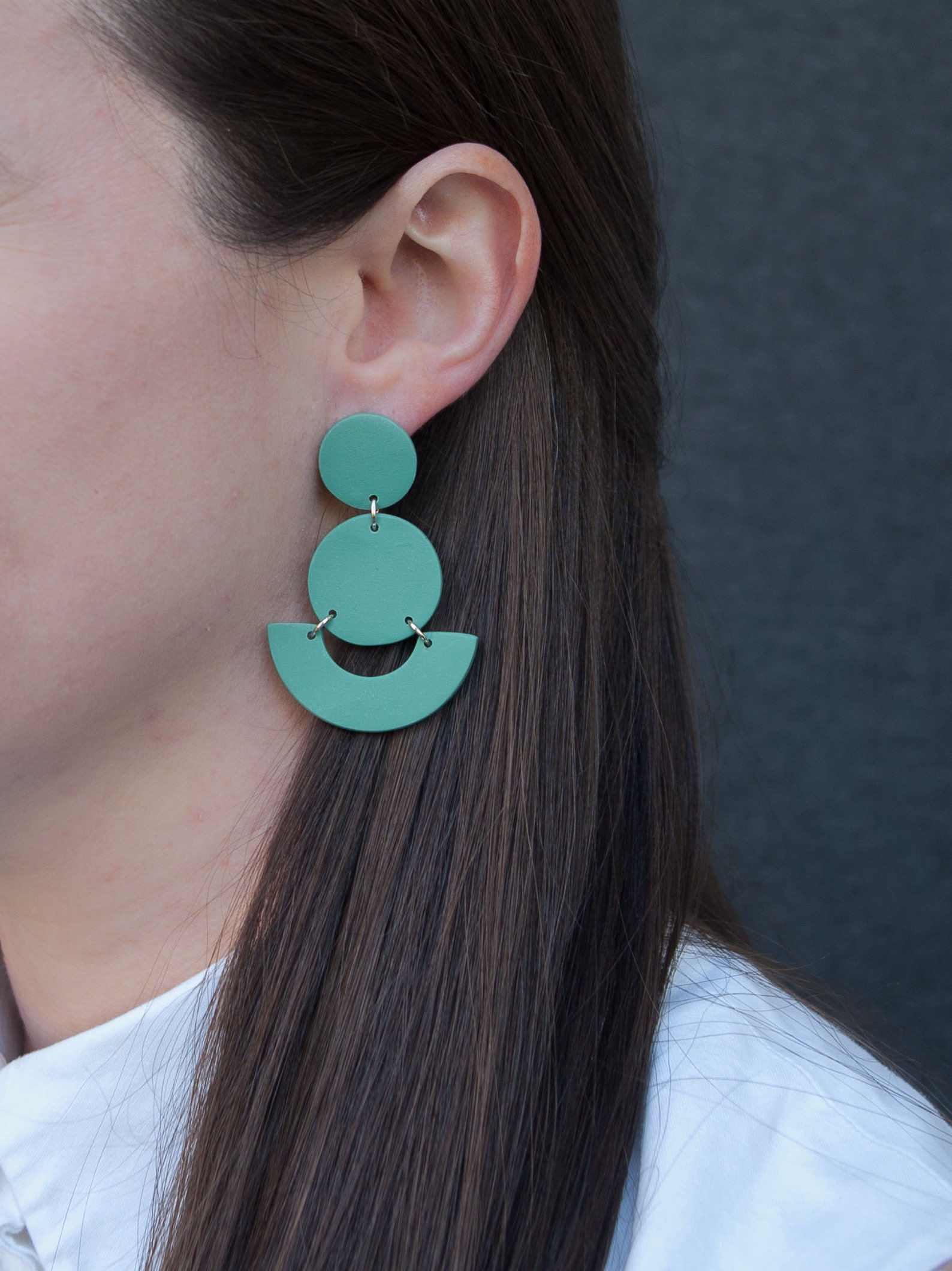 Sage Green Statement Earring Polymer Clay Earrings Etsy