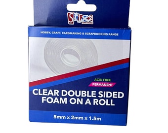 Clear Double Sided Foam Tape, Acid Free, Cardmaking, Scrapbooking (5mm x 2mm x 1.5mm)