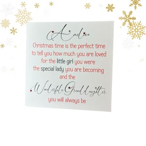 Personalisierte Weihnachtsengel-Weihnachtskarte, handgemachte glückliche Weihnachtsenkelin-Karte, spezielle Enkelin-Andenken-Karte
