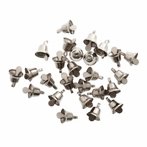 May include: A scattering of silver jingle bells, ideal for adding a festive touch to crafts, gifts, or decorations.