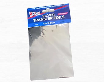 Silver Metallic Foil Transfer Sheets, Arts and Crafts (10 Sheets)