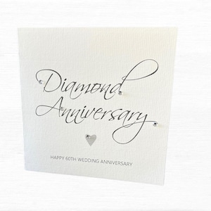 Carte d'anniversaire de mariage diamant, joyeux 60e anniversaire de mariage fait main, carte de 60e anniversaire de félicitations, carte d'anniversaire de diamant