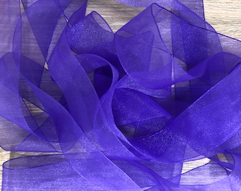 Purple Sheer Organza Ribbon, Berisfords UK Super Sheer Ribbon, Woven Edge Sheer Ribbon, 15mm, 25mm and 40mm Wide, Lengths 1mtr, 3mtr & 5mtrs