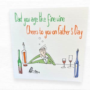 Carte de fête des pères - carte de papa drôle - voeux humoristiques pour amateurs de vin - salut à toi papa - carte de papa unique - blague sur le vin