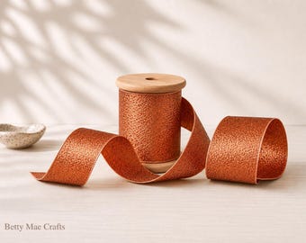 Copper Lamé Ribbon, Glittering Metallic Fabric, Gift Wrapping, Crafts