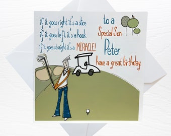 Personalised Golf Birthday Card For Him, Handmade Birthday Card For Golfer, Funny Golf Card For Him, Birthday Card  For Dad, Son, Brother