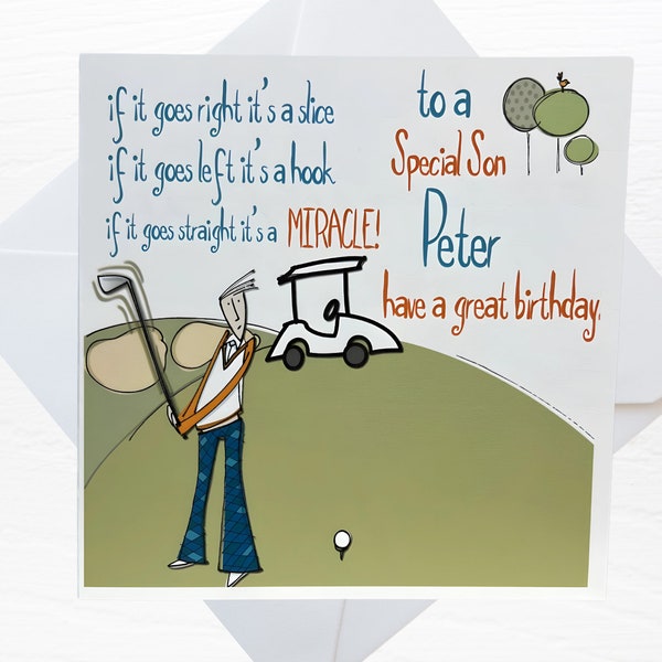 Personalised Golf Birthday Card For Him, Handmade Birthday Card For Golfer, Funny Golf Card For Him, Birthday Card  For Dad, Son, Brother