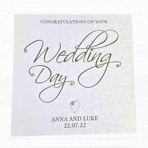 Hochzeitstagskarte, personalisierte handgemachte Hochzeitstagkarte Handgefertigt mit funkelnden Diamanten, Glückwünsche zu Ihrer Hochzeit