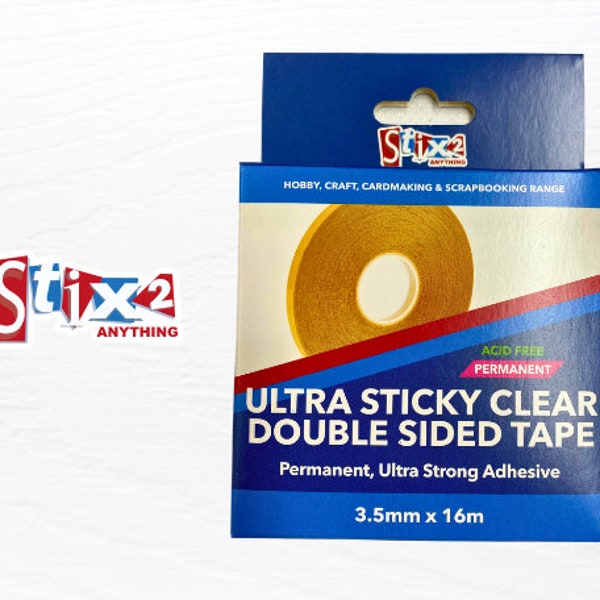 Ultra Sticky Clear doppelseitiges Klebeband, Stix2 Ultra starker, permanent klebender, perfekt für alle Bastelarbeiten, Kartenherstellung, Glitter, Perlen, Folien usw