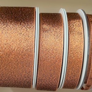 Ruban cuivre lamé de Berisfords Ruban métallique scintillant scintillant : 3, 7, 15, 25, 40 mm de large, travaux manuels de Noël, emballage cadeau, couronnes