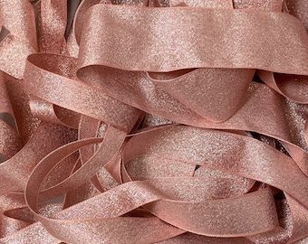 Rose Gold Lame Ribbon, Sparkling Glittering Metallic Ribbon By Berisfords 3, 7, 15, 25 & 40mm Widths, Christmas, Weddings, Gift Wrap, Crafts