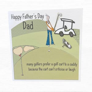 Carte de golf amusante pour la fête des pères - idéale pour le papa qui aime jouer au golf - Carte faite main unique pour papa - papa - beau-père - Célébrez la fête des papas !