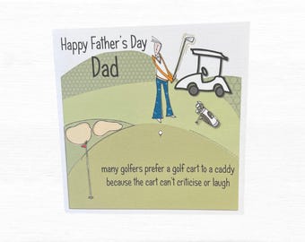 Funny Golf Father's Day Card, Personalised Humorous Card for Golf Lovers