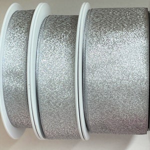Silbernes glitzerndes, funkelndes, metallisches Lame-Band von Berisfords Breiten 3, 7, 15, 25 und 40 mm, 1 m lang Perfekt für Weihnachten, Geschenkverpackung