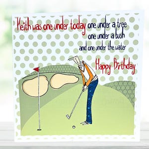 Lustige personalisierte Golf Geburtstagskarte für ihn, Hole in One Witz, Golfer Geschenk für Papa, Ehemann, Bruder, Opa, Freund, Golf Grußkarte