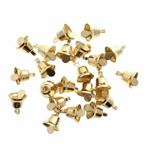 Clochettes Liberty dorées pour travaux manuels de Noël et de fête, couture, fabrication de cartes, décorations pour la maison 3 tailles disponibles 8 mm, 10 mm, 14 mm