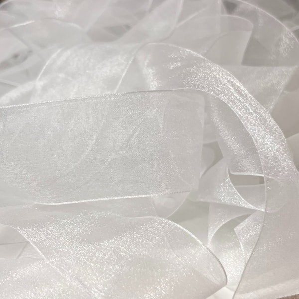 Ruban organza super transparent blanc, parfait pour les mariages, l'emballage cadeau, la couture, ruban tissé bord britannique Berisfords, largeurs 10, 15, 25 et 40 mm