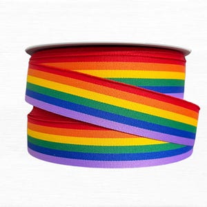 Regenbogen Ripsband, Regenbogen Ripsband, 25 mm breit, 1mtr, 3mtr und 5mtr Länge, Geschenkverpackung, DIY-Projekte