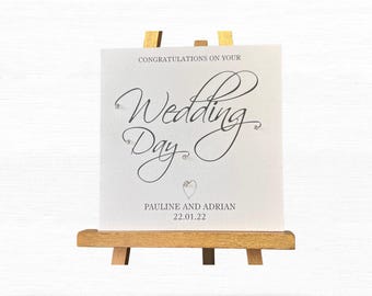 Personalised Wedding Day Card, Hand Finished with Rhinestones, Custom Names and Date