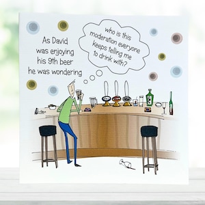 Carte d'anniversaire personnalisée faite main pour lui, carte d'anniversaire humoristique pour homme carte de bière personnalisée drôle joyeux anniversaire papa, frère, fils,