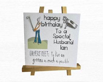 Funny Golf Birthday Card, Personalised Golf Themed Birthday Card For Him, Dad, Son, Husband, Friend, Golf Lovers