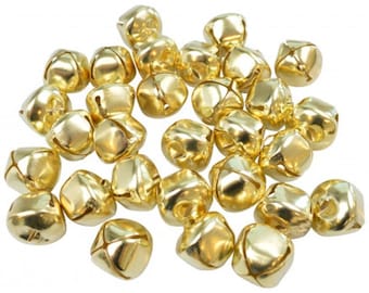 Gold Metal Jingle Bells Christmas Craft Charms, sizes 6mm, 10mm, 12mm, 15mm and 20mm Packs of 15 and 30, Festive Card Making, Home Decor