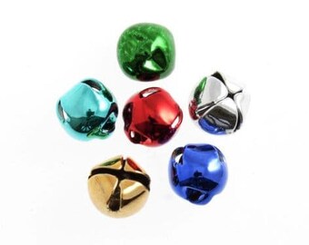 Christmas Jingle Bells Multi-coloured 3 Sizes 10mm, 12mm and 15mm Perfect For Festive Crafts Home Decor, Gift Wrapping, Cat Bells and Toys