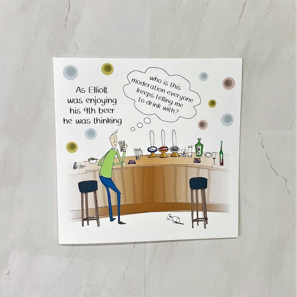Personalisierte handgemachte Geburtstagskarte für ihn, humorvolle Geburtstagskarte für Männer, lustige personalisierte Bierkarte, alles Gute zum Geburtstag, Papa, Bruder, Sohn,
