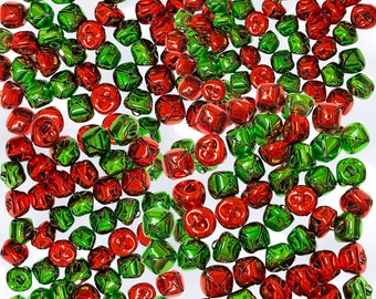 Red and Green Jingle Bells, Christmas Bells, 5 Sizes 8, 10, 12, 15 and 20mm, Perfect For Festive Crafts, Home Decor, Gift Wrapping