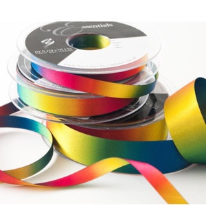 Satin-Regenbogenband, doppelseitiges Ombre-Regenbogenband von Berisfords UK,