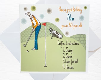 Carte d'anniversaire de golf personnalisée, carte d'anniversaire pour golfeur, carte pour amateurs de golf, carte d'anniversaire de golf drôle, carte de golf pour lui, carte sur le thème du golf