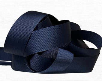 Navy Ripsband: Doppelseitig, Recyceltes Garn - Geschenkverpackung, Basteln