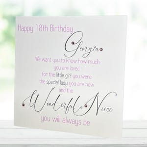 Carte d'anniversaire nièce, carte d'anniversaire faite main personnalisée pour une nièce spéciale, souvenir d'anniversaire unique
