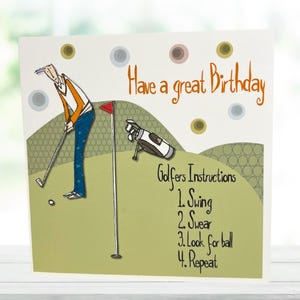 Carte d'anniversaire de golf drôle pour lui, carte d'anniversaire pour les amateurs de golf, carte d'anniversaire sur le thème du golf pour mari, père, ami, fils, frère