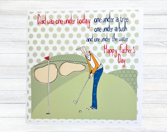 Funny Golf Father's Day Card, Handmade Golf Themed Card For Dad, Daddy, Stepdad