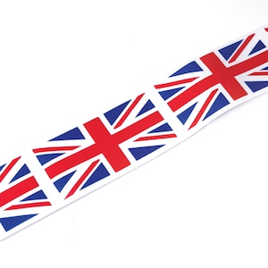 Ruban de satin Union Jack - Drapeau britannique - Anniversaire de la victoire, Ruban artisanal sur le thème du Royaume-Uni - Largeur 35 mm et 50 mm - Longueurs 1 m, 3 m, 5 m
