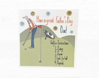 Divertente biglietto di auguri per la festa del papà a tema golf: regalo per papà e nonno