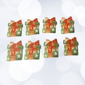 Décorations d'artisanat en bois rouge et vert, cadeau de Noël, 6 paquets auto-adhésifs par paquet, parfaits pour tous les types de travaux manuels festifs