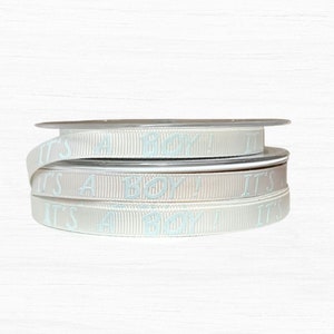 Ruban gros-grain blanc avec imprimé « C'est un garçon » bleu, 10 mm de large, 1 m, 3 m et 5 m de longueur, parfait pour une baby shower, emballage cadeau